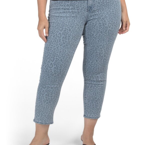 NEW D. JEANS Plus Recycled Leopard Print Ankle Cut women Jeans in stone 725 2m1 - Picture 3 of 4